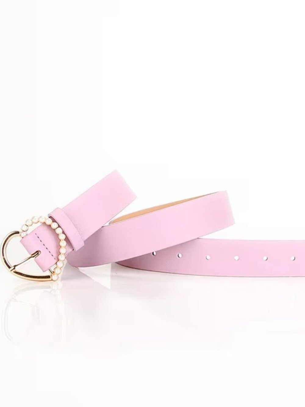 Purple Women’s Pearl Heart Buckle Waist Belt Fashion Dress Accessory Chic